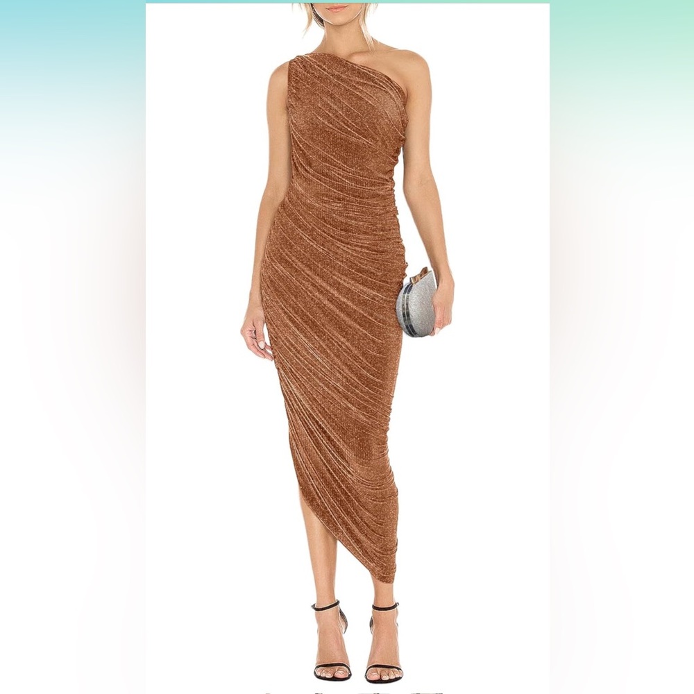 One shoulder sparkle midi dress